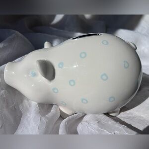 Tiffany & Co. Ceramic Piggy Bank with Light Blue Dots